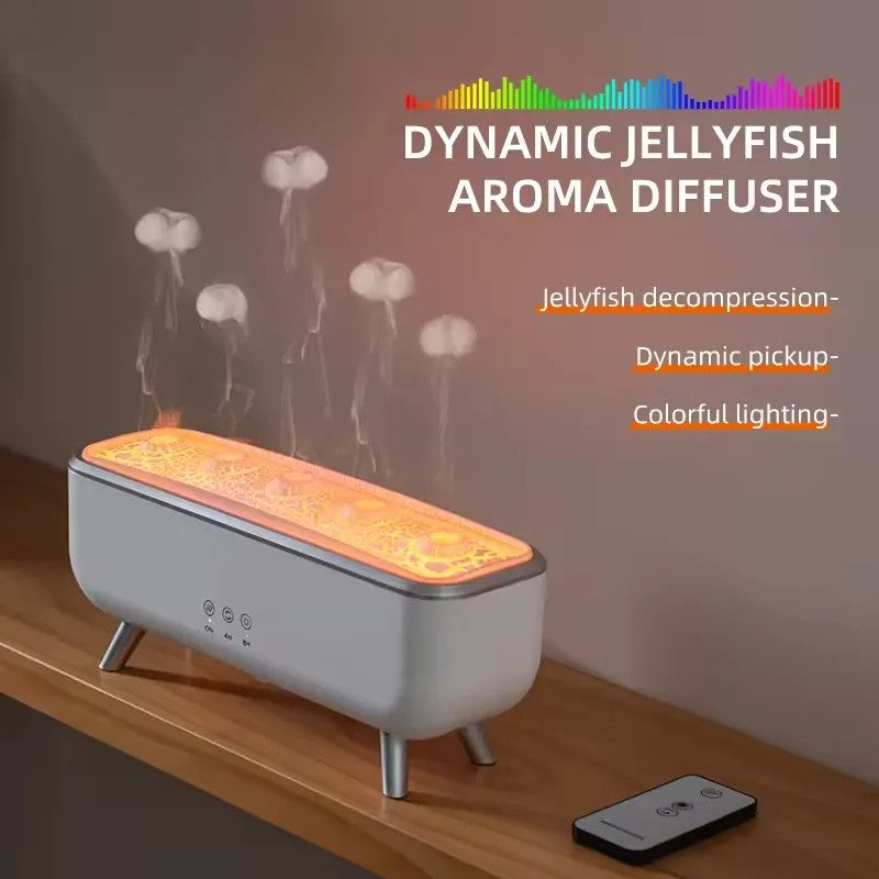 300ML Jellyfish Oil Diffuser Humidifier, 7 Colors LED Lights Dancing Jelly Fish Light Lamp, Aromatherapy Diffusers Air Humidifiers Dynamic Sound