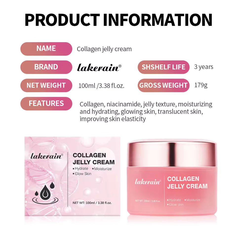 LAKERAIN Deep Hydrating Collagen Jelly Cream, Moisturizing, Tightening, Soothing Anti Aging, Firmness Hydration Cream Skincare