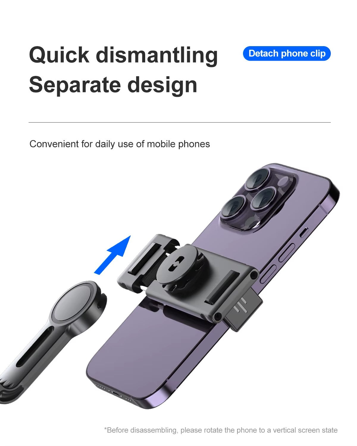 360° Intelligent AI Face Recognition Gimbal Detachable Phone Clip Gesture Control with Wireless Remote Compatible with Smartphones