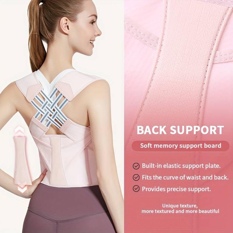 Posture Corrector for Women and Men, Posture Corrector Shoulders Back, Chest Posture Corrector, Upper Back Support with Adjustable Straps, Breathable and Light-Pink