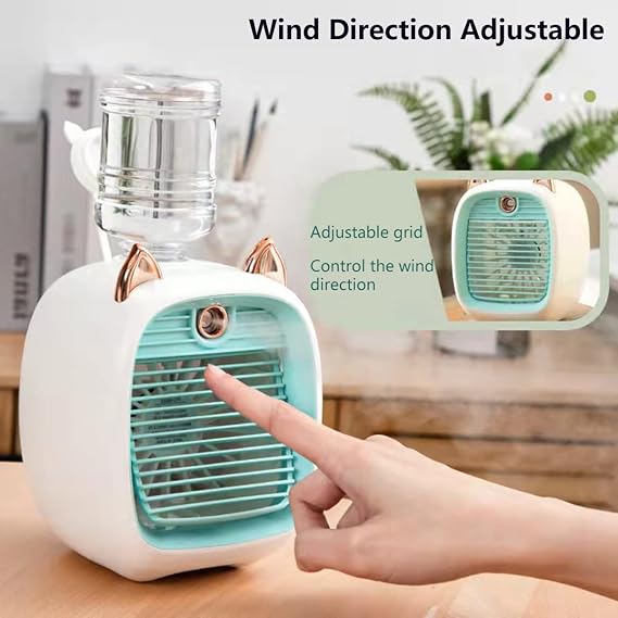 Mini USB Rechargeable Desk Fan, 3 Speeds & Wind Direction Adjustable, USB Charging, 1200mAh