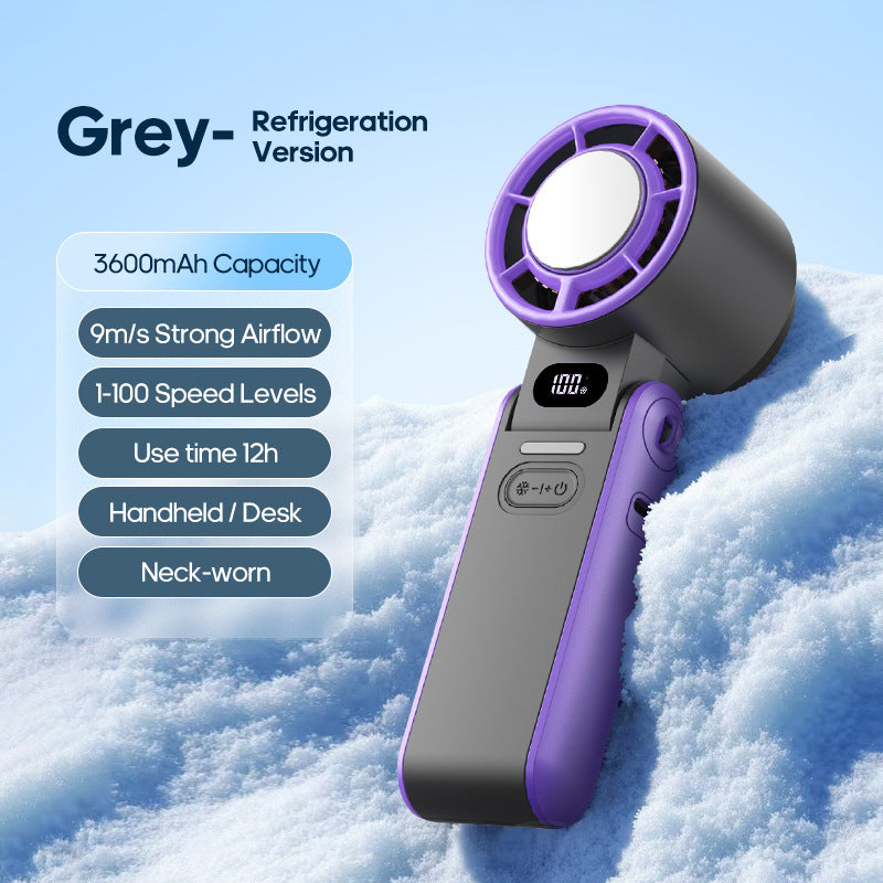 Digital display handheld foldable fan, High-speed cooling small fan