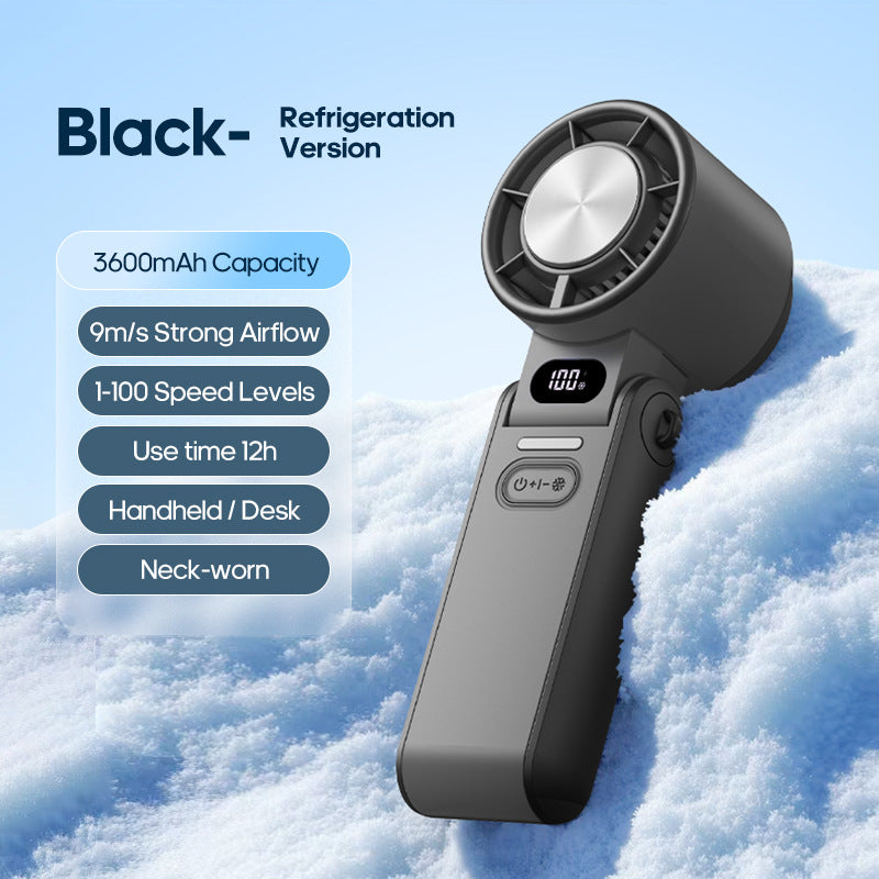 Digital display handheld foldable fan, High-speed cooling small fan
