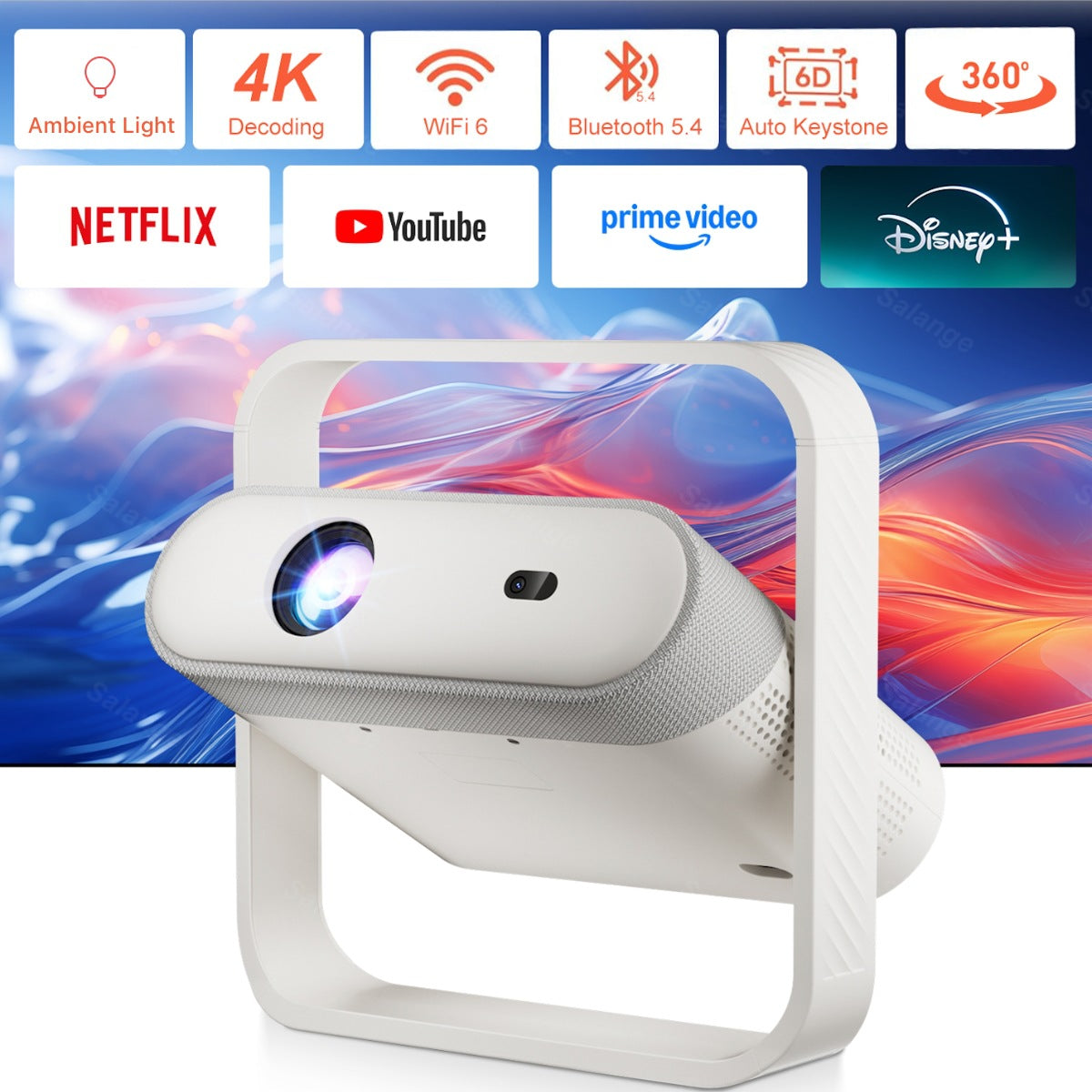 New LCD Android 11 Mini Portable projector 1920x1080p Full HD Support 4K, Home Theater, Auto Focus, Wireless