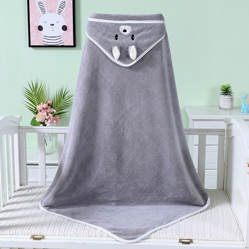 Baby bath towel newborn blanket swaddle blanket coral fleece wrap embroidered blanket animal closed eyes hooded cloak