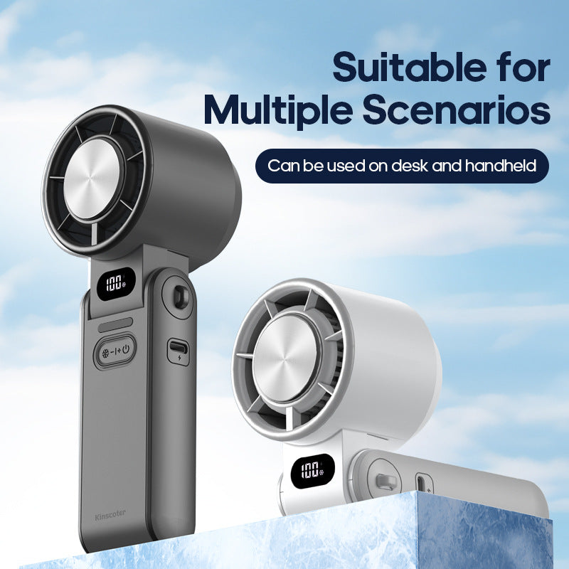 Digital display handheld foldable fan, High-speed cooling small fan