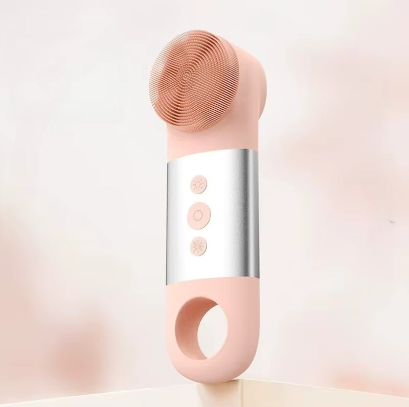 Waterproof Ultrasonic Facial Cleanser – High-Frequency Vibration Deep Cleaning Brush, Hot Compress for Serum Absorption, Cold Compress for Soothing & Calming, Multi-Purpose Beauty Tool for Women & Men