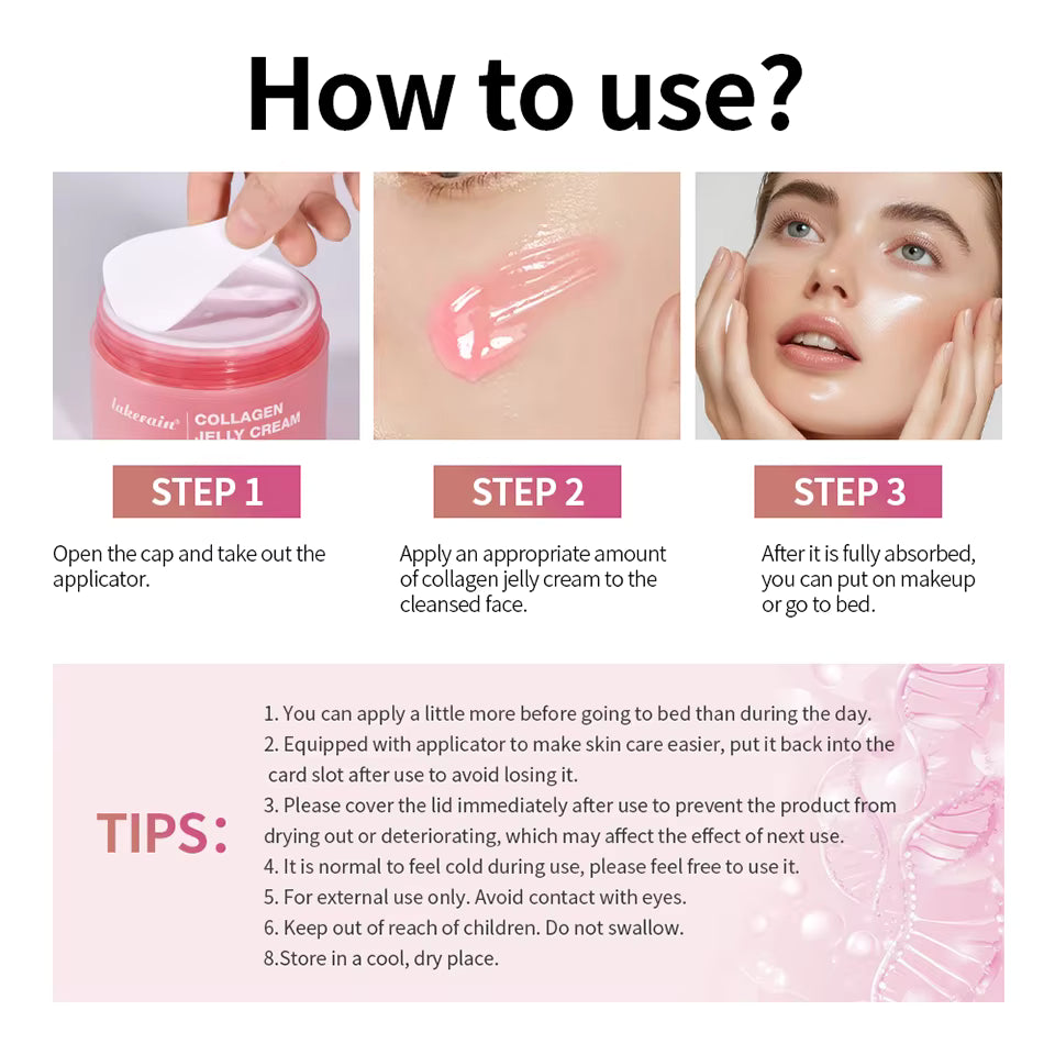 LAKERAIN Deep Hydrating Collagen Jelly Cream, Moisturizing, Tightening, Soothing Anti Aging, Firmness Hydration Cream Skincare