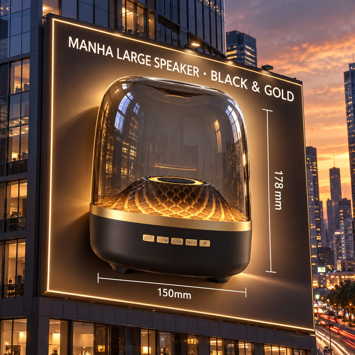 Manhattan Bluetooth Speaker with Ambient Light & 360° Sound