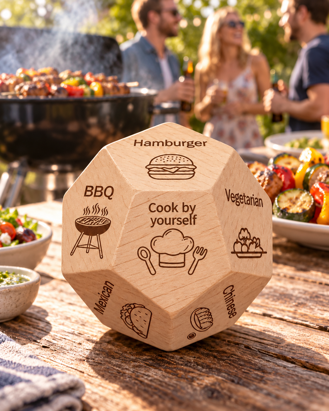 Wooden Decision Dice – What to Eat & Watch