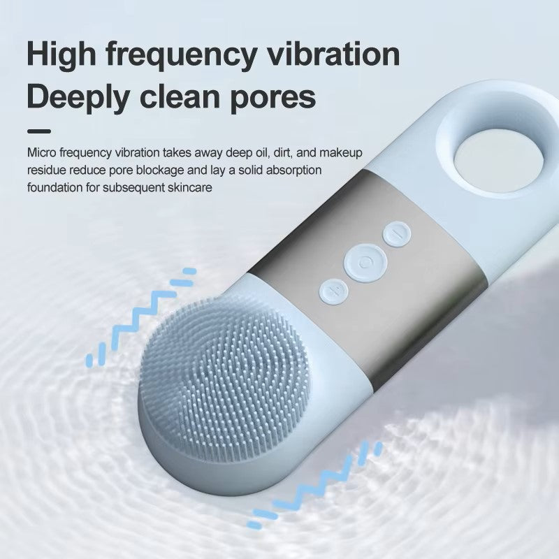 Waterproof Ultrasonic Facial Cleanser – High-Frequency Vibration Deep Cleaning Brush, Hot Compress for Serum Absorption, Cold Compress for Soothing & Calming, Multi-Purpose Beauty Tool for Women & Men