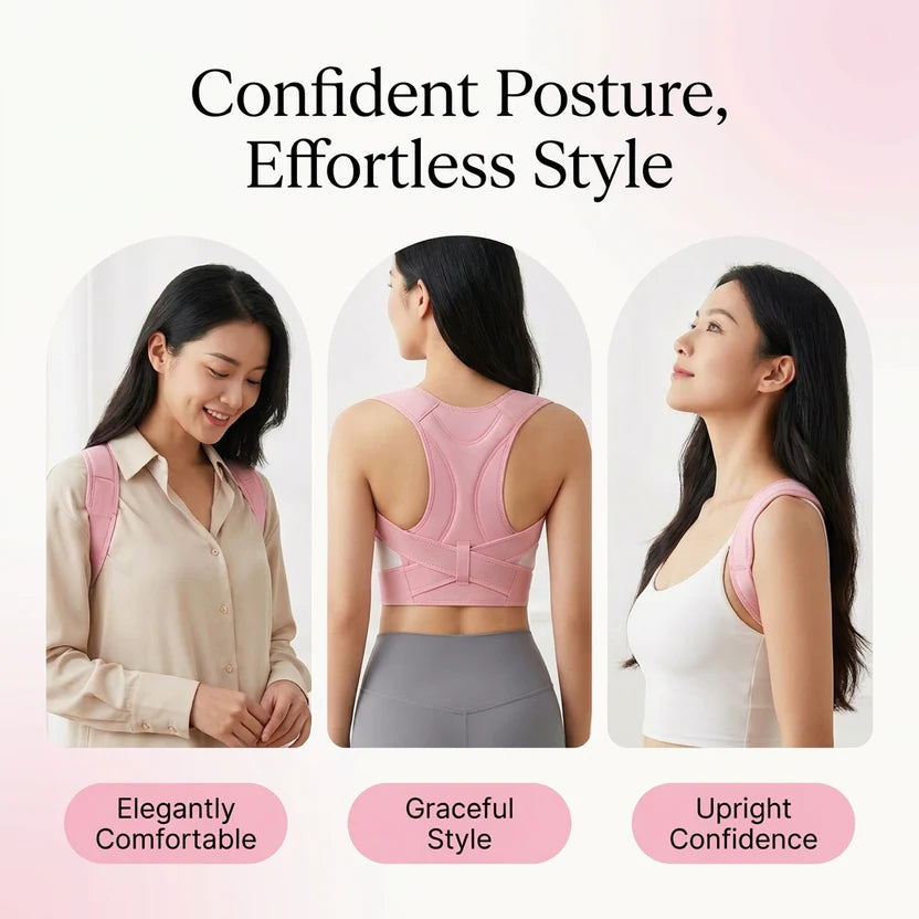 Posture Corrector for Women and Men, Posture Corrector Shoulders Back, Chest Posture Corrector, Upper Back Support with Adjustable Straps, Breathable and Light-Pink