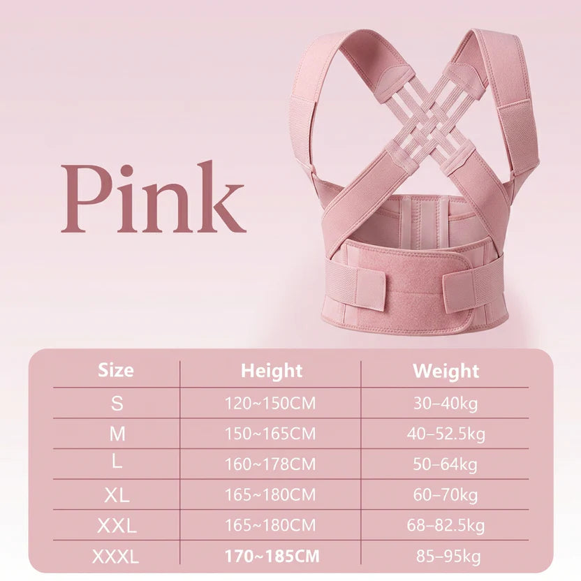 Posture Corrector for Women and Men, Posture Corrector Shoulders Back, Chest Posture Corrector, Upper Back Support with Adjustable Straps, Breathable and Light-Pink