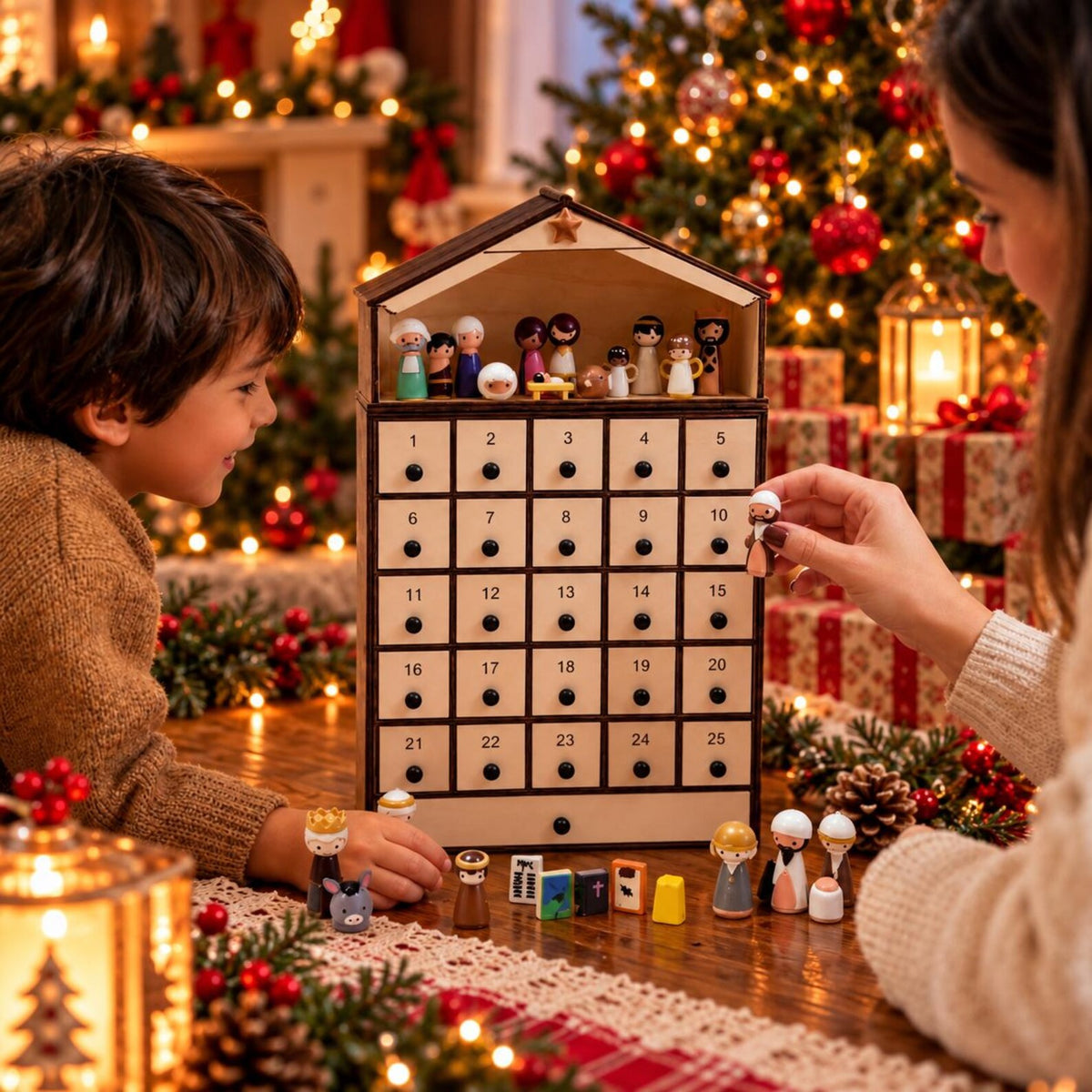 3D Wooden Nativity Advent Calendar – 25-Day Christmas Countdown