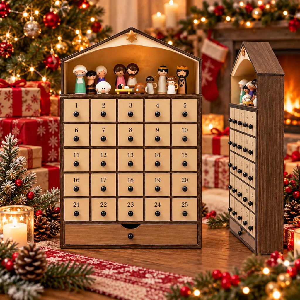 3D Wooden Nativity Advent Calendar – 25-Day Christmas Countdown