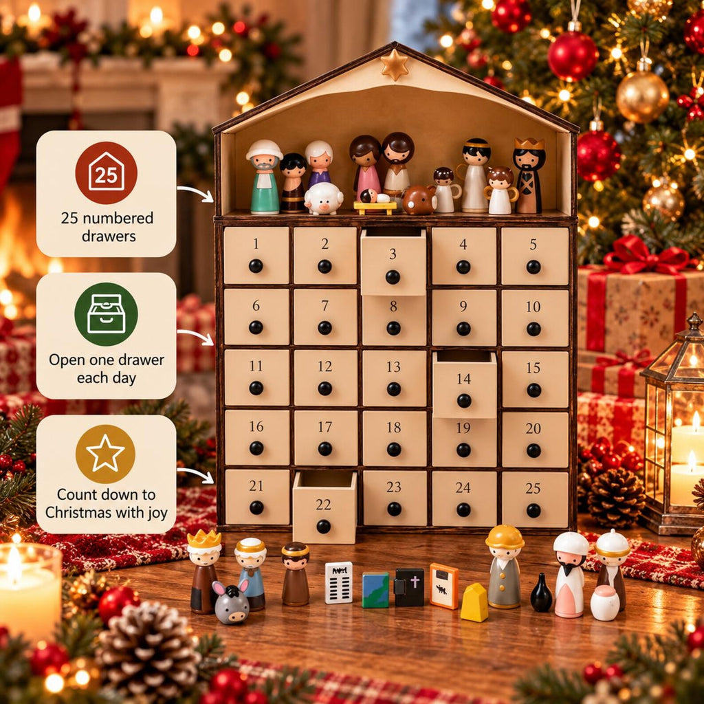 3D Wooden Nativity Advent Calendar – 25-Day Christmas Countdown