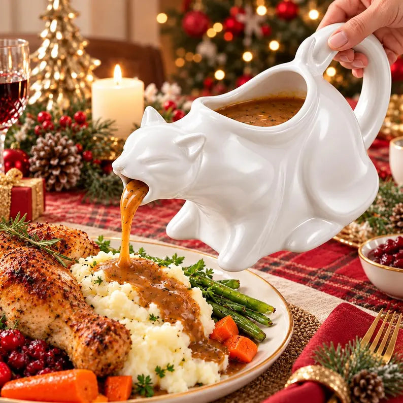 Funny Cat Gravy Boat – Ceramic Sauce Pitcher