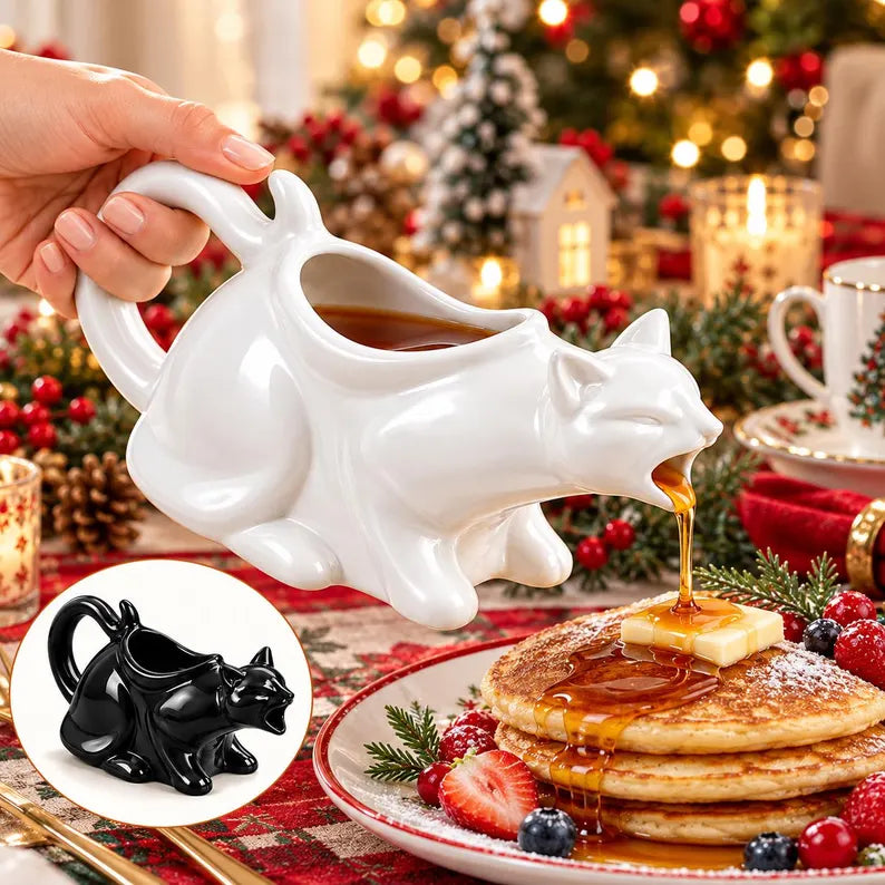 Funny Cat Gravy Boat – Ceramic Sauce Pitcher