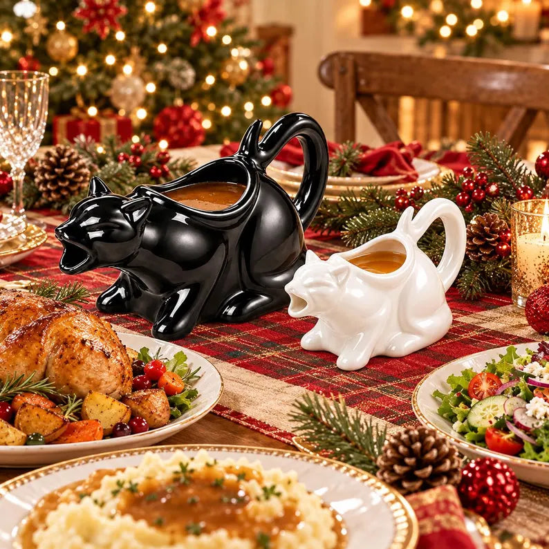 Funny Cat Gravy Boat – Ceramic Sauce Pitcher
